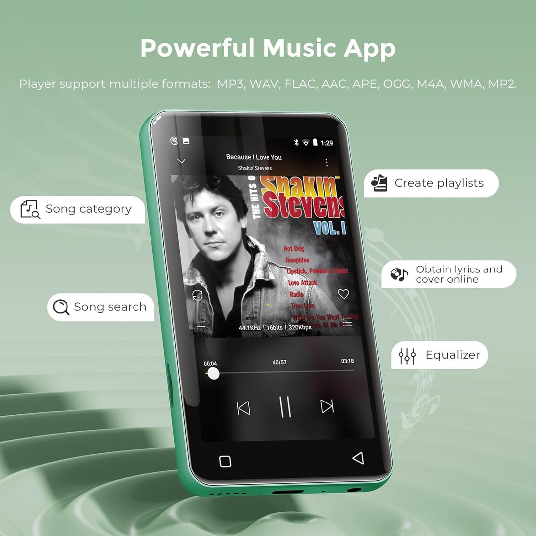 innioasis 16 GB MP3-Player mit Bluetooth und WLAN, MP3-Player, Apple Music, 4 Zoll Touchscreen, Andr