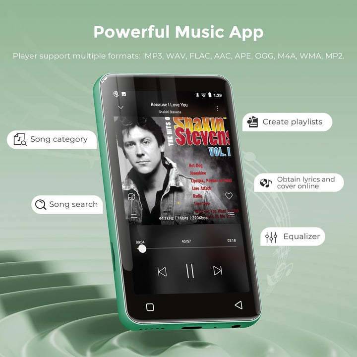 innioasis 16 GB MP3-Player mit Bluetooth und WLAN, MP3-Player, Apple Music, 4 Zoll Touchscreen, Andr