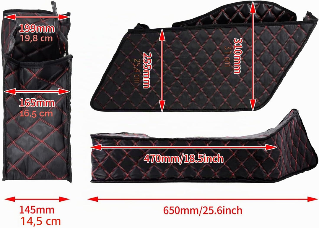 HDBUBALUS Ungedehnte Saddlebag Liner Einsätze Red Thread kompatibel mit Harley 2014-2021 1 Paar Rote
