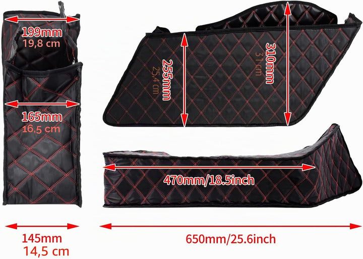 HDBUBALUS Ungedehnte Saddlebag Liner Einsätze Red Thread kompatibel mit Harley 2014-2021 1 Paar Rote