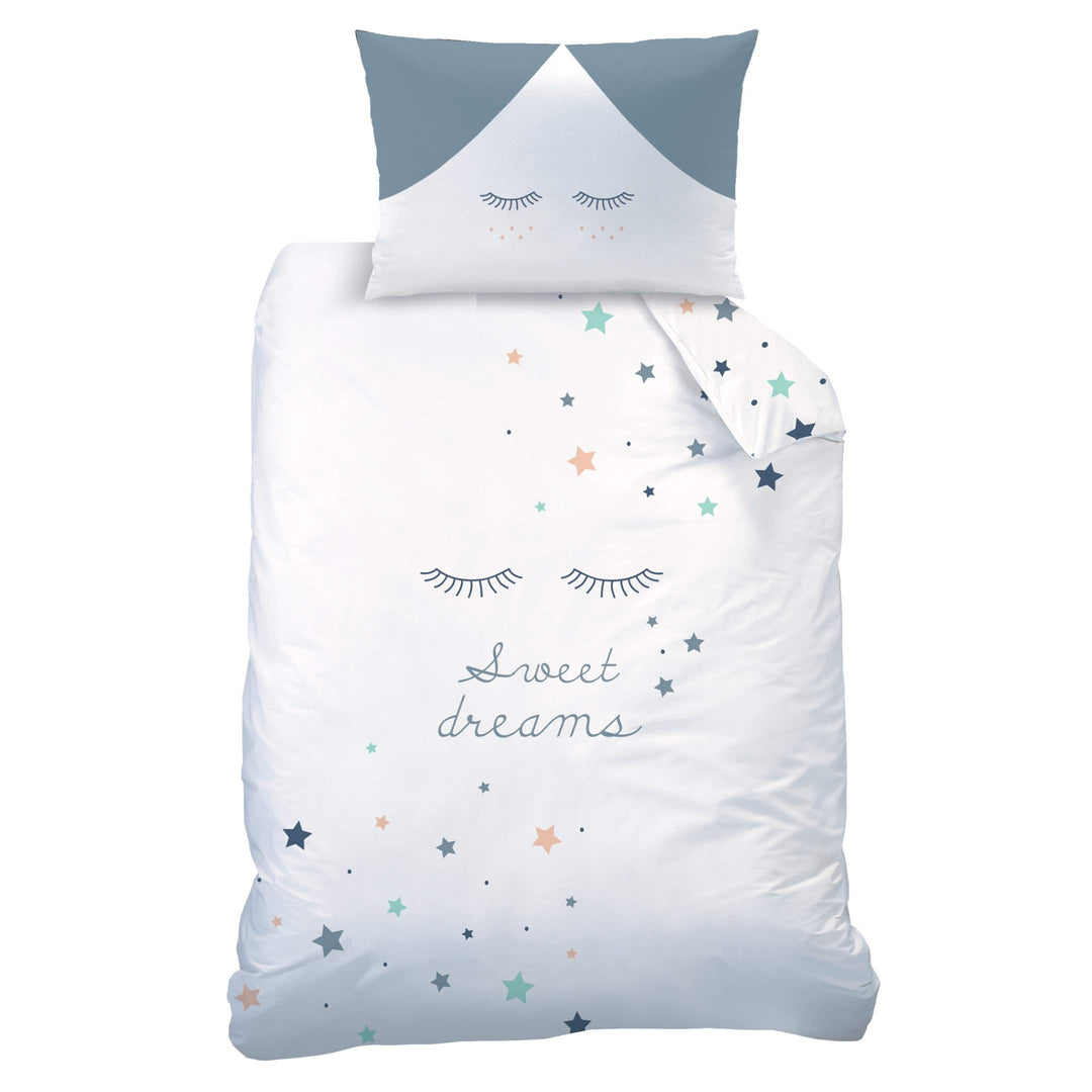 Sterne Babybettwäsche 135x100 Flanell Biber, 1 Kissenbezug 40x60 + 1 Bettbezug 100x135 cm, Sweet Dre