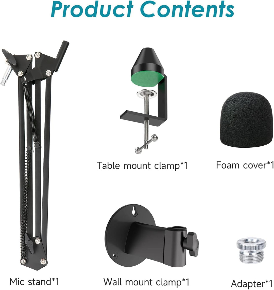 Razer Seiren Mini Mikrofonarm, Wandhalterung Boom Arm mit Mikrofonabdeckung, Schaumstoff und Tischha