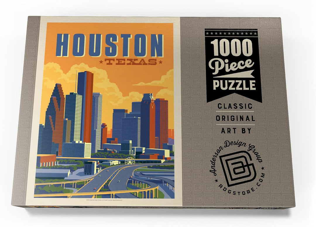 Houston, Texas: Skyline, Vintage Poster - Premium 1000 Teile Puzzle - MyPuzzle Sonderkollektion von