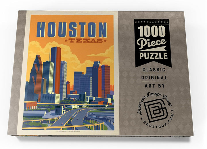 Houston, Texas: Skyline, Vintage Poster - Premium 1000 Teile Puzzle - MyPuzzle Sonderkollektion von