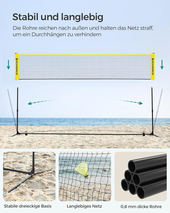 SONGMICS Badmintonnetz, faltbar, einfach zu montieren, leicht zu transportieren, höhenverstellbar (1