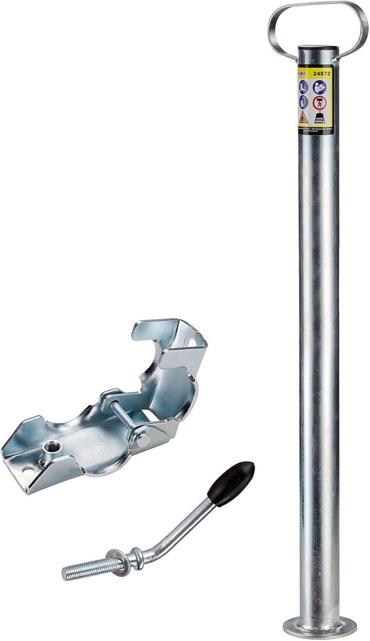 DEMA Anhängerstützen Set 2x70 cm mit Halterungen, Stützfuss, Stützen 450 kg, stabiles, dickwandiges