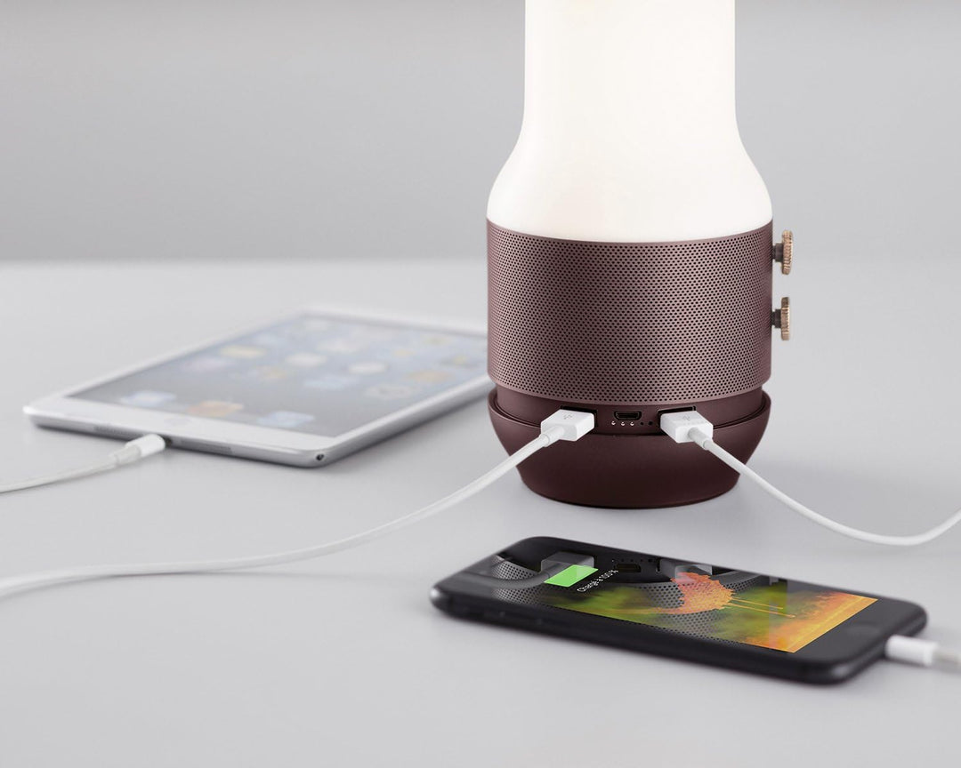 Lexon TERRACE, Bluetooth-Speaker, Leuchte und Powerbank, braun, braun