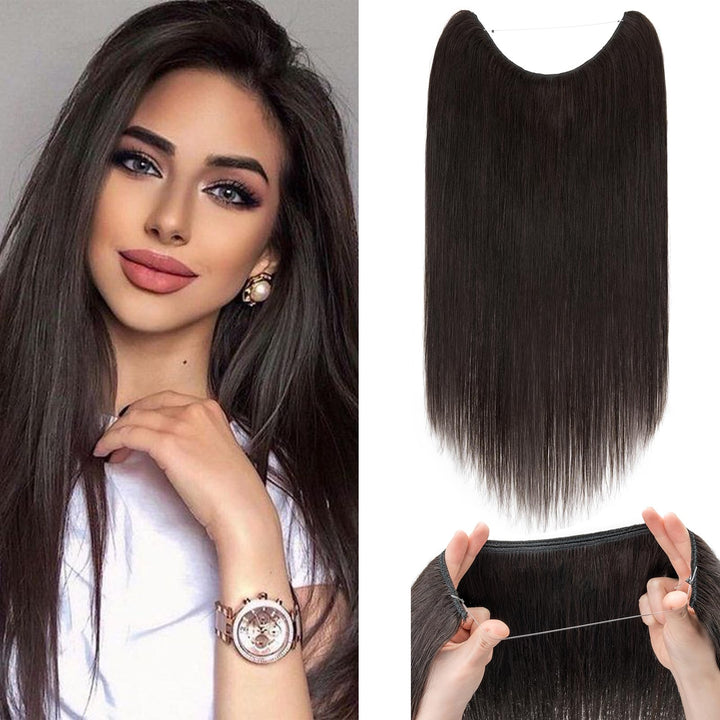 Extensions Echthaar mit transparenter Schnur, Silk-co Wire in ExtensionsNaturschwarz 65g, Secrets Ha