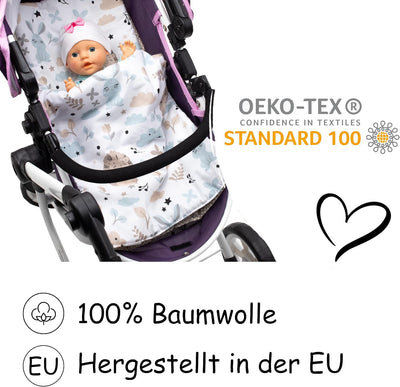 PinkZebra 3-teilig Puppenbettwäsche für grosse Puppen bis 48 cm, Decke + Kissen + Matratze, Puppenbe
