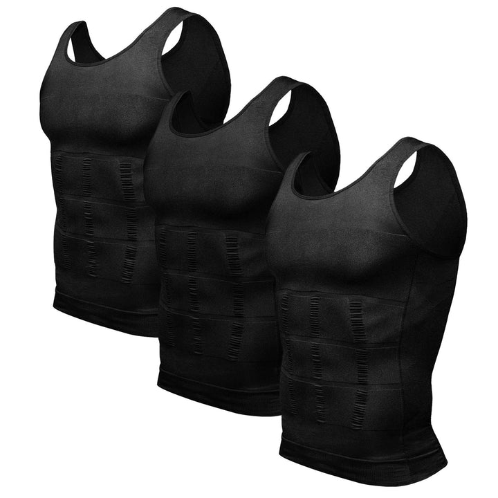 Odoland Unterhemden Herren Shapewear 3er Pack Tank Top Compression Shirt Kompressionsshirt Bauchweg