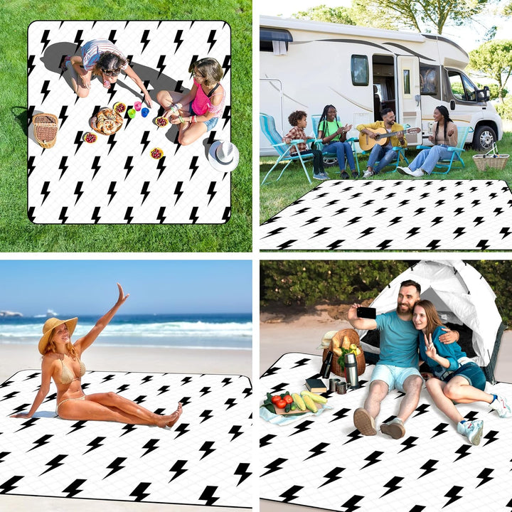 Picknickdecke 200x200 cm wasserdicht sandfrei, Strandtuch XXL,faltbare Strandmatte waschbar, extra g