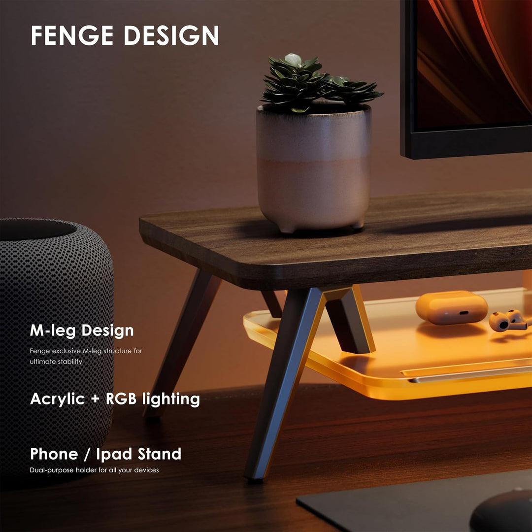 Fenge Monitorständer Riser mit Acrylablage und App-Steuerung LED Lights 108cm Grosser Computerstände