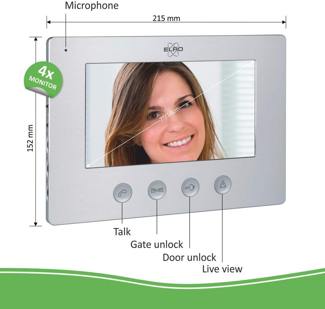 ELRO Türklingel DV477W4 4-Familien Video Türsprechanlage mit 4 Farbdisplay, Kamera mit Nachtsicht, 4