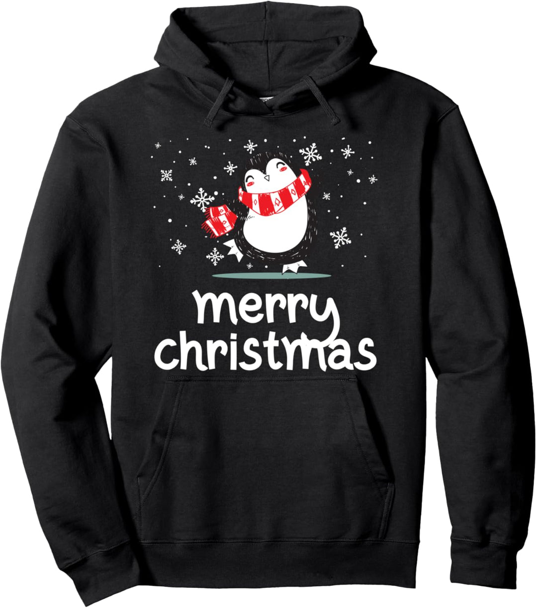 Funny Merry Christmas. Funny Penguin. Christmas Pullover Hoodie