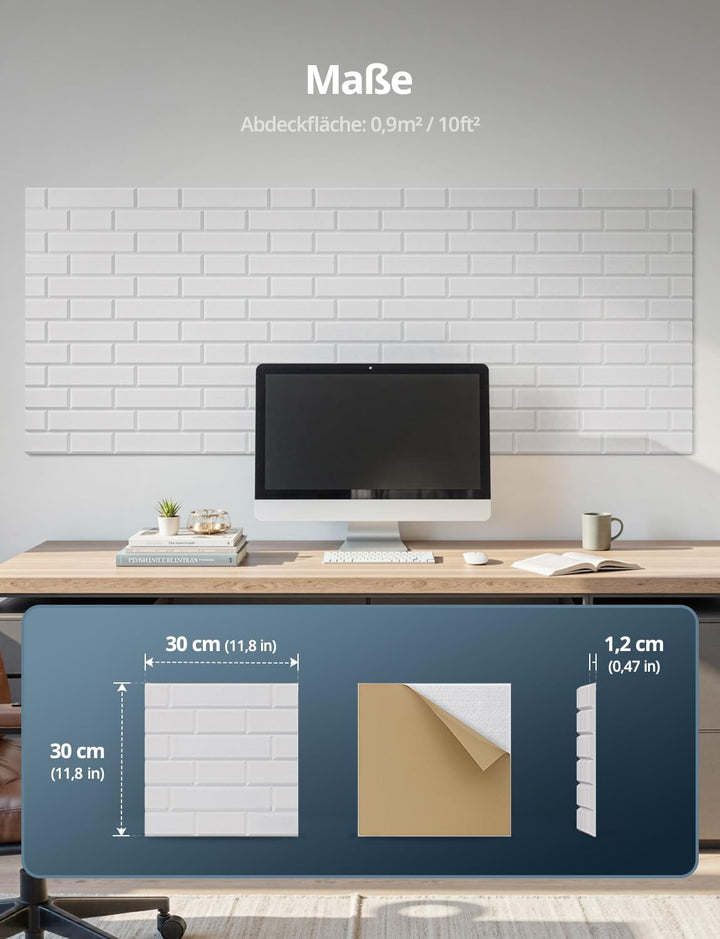 Akustikplatten Selbstklebend, 1,2cm Dicke, 10 Stück Schallabsorber für Wand, Tür, Decke, Acoustic Pa