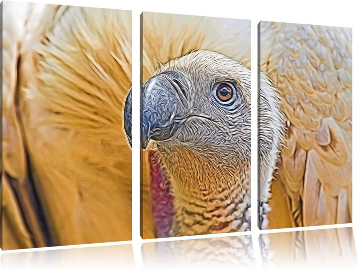 aussergewöhnlicher Geier NewArt 3-Teiler Leinwandbild 120x80 Bild auf Leinwand, XXL riesige Bilder f