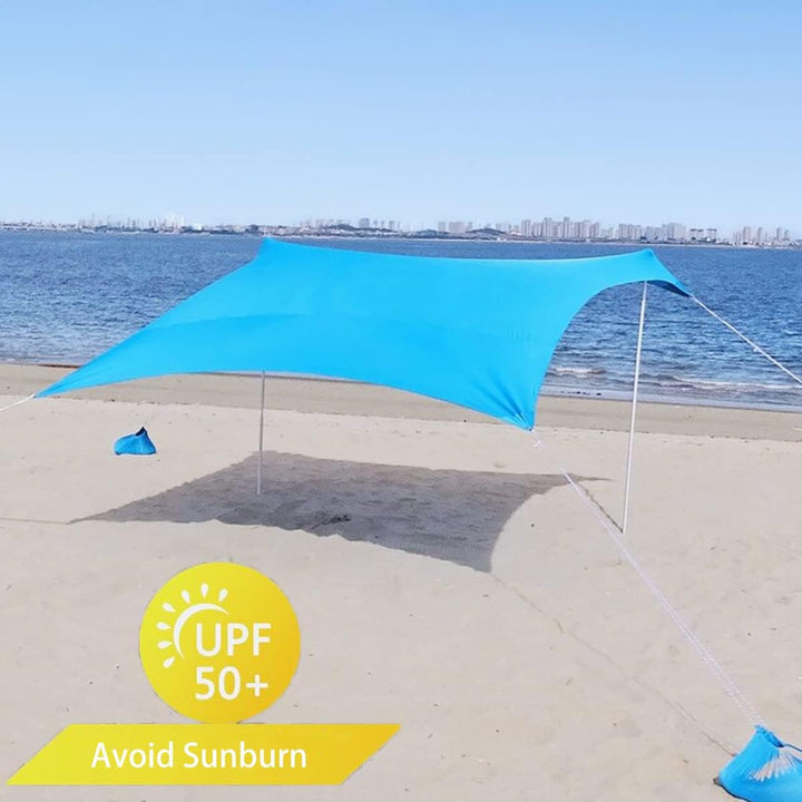 3x3m Sonnenschutz Strand Windfest Stabil Strandzelt UV Schutz 4-8 Personen Sonnensegel Strand mit St