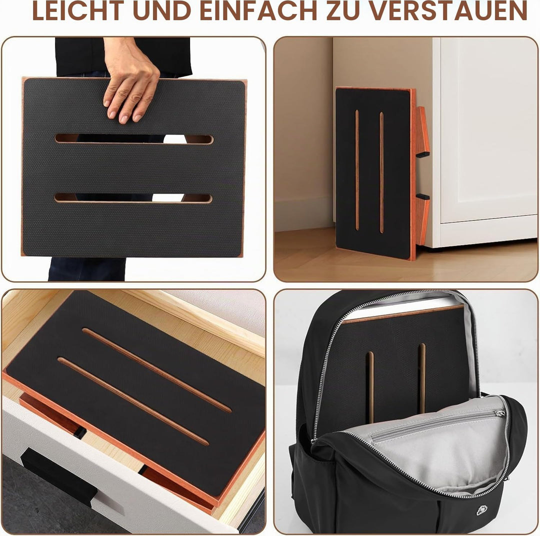 Klappbarer Tritthocker aus HolzTritthocker für Erwachsene und Senioren mit Rutschfester Gummiauflage