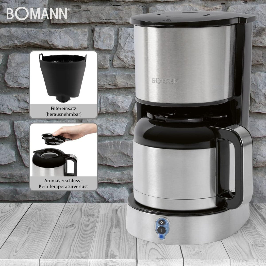 Bomann KA 6037 CB Thermo-Kaffeeautomat für 8–10 Tassen Kaffee, Edelstahl-Thermokanne (doppelwandig)