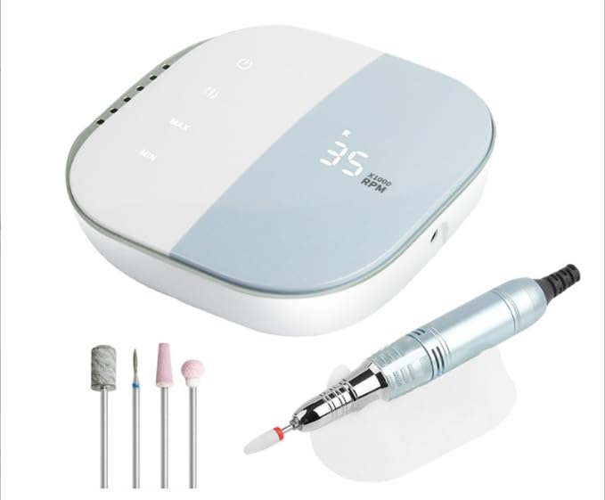 Touchscreen Nagelfräser 35000 U/Min Elektrische Nagelfeile LCD Weiss | Elektrische Nagelfeile mit 35