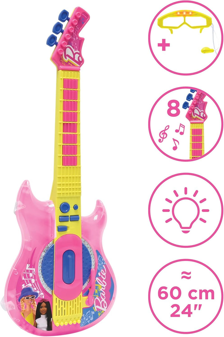 Lexibook, Barbie, Elektronische Gitarre mit Mikrofon und Brille zum Singen mit Stil, 2 Spielmodi, De