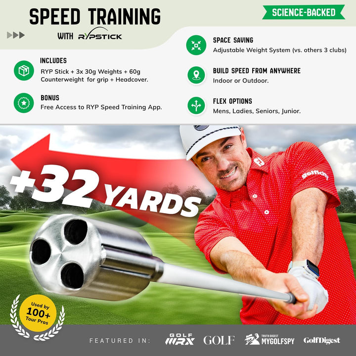 Rypstick, Golf Distanztrainingssystem, Geschwindigkeitsgerät, Aufwärmtrainingshilfe Weiss 45 45 Zoll