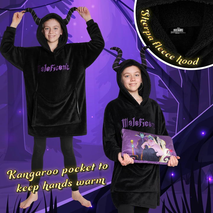 Disney Übergrosse Kapuzenpullover Mädchen 2-in-1 Kissen Hoodie, Sherpa-Kapuze & 3D-Ohren One Size -