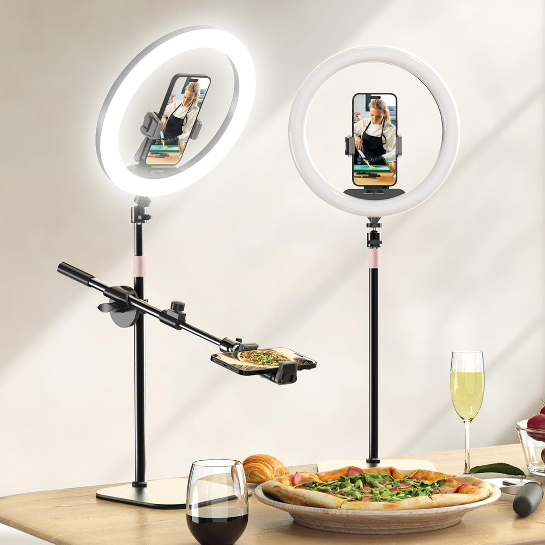 UBeesize 12 Zoll LED Ringlicht mit Stativ Handy, Overhead Stativ Handy mit Ringlicht, Dimmbare LED T