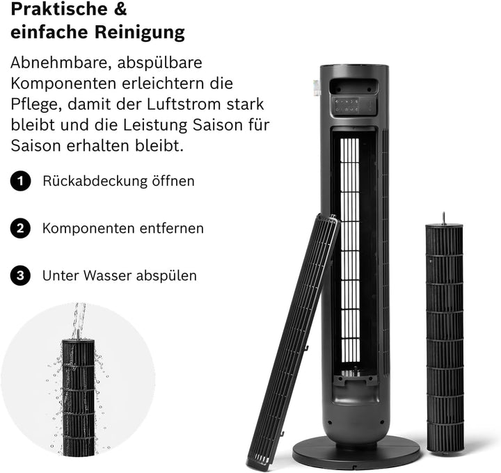 Bosch Tower Fan 4000, Turmventilator, Leise &amp; Leistungsstark, 2170 m³/h | Mit Fernbedienung, 8 Gesch