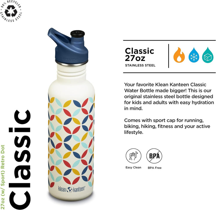 Klean Kanteen Classic Trinkflasche Retro-Punkt 800 ml 800 ml Retro-punkt, 800 ml Retro-punkt