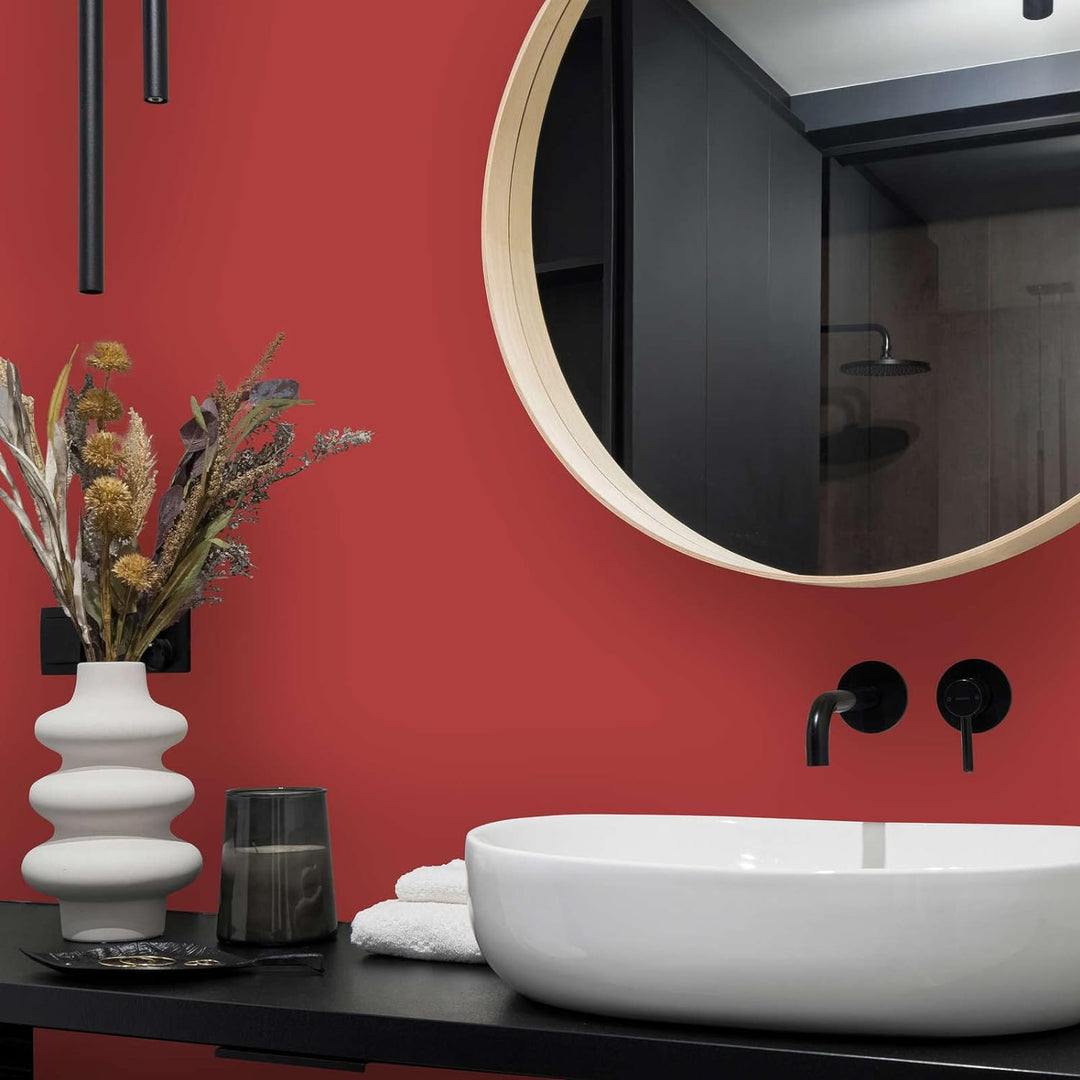 New Walls Premium Wandfarbe Rot, Kaminrot Liquid Luxury Dispersionsfarbe für Innenräume – 1 L 1000 m