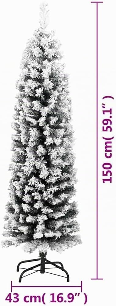 vidaXL Schlanker Künstlicher Weihnachtsbaum Beschneit Christbaum Tannenbaum Dekobaum Kunstbaum Weihn