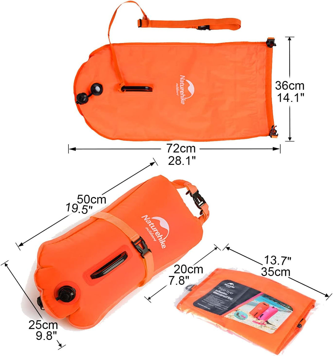 Naturehike Aufblasbarer Trockensack, 18L Wasserdichter Rucksack mit 2 Luftkammern für Open Water Sch