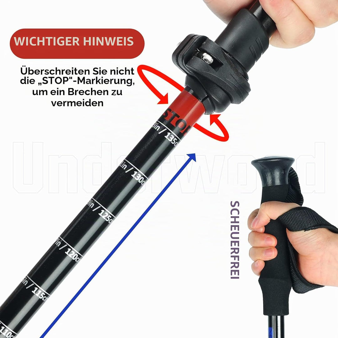 Nordic Walking Stick für Damen und Herren, Teleskop 2 Stück Wanderstöcke für Trekking, Aluminium Wan