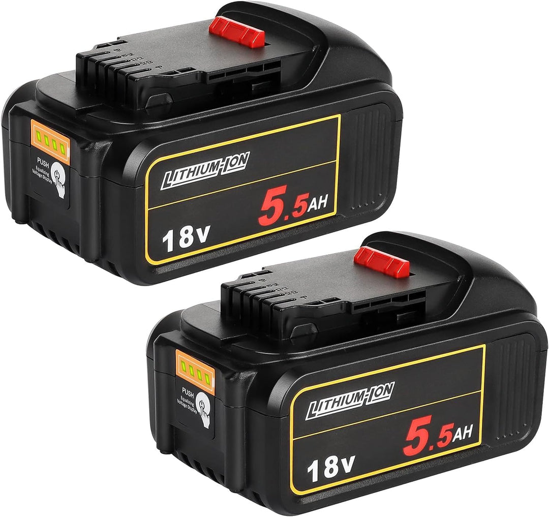 Powarobor DCB184 18V 5,5Ah Li-Ion Ersatz Akku kompatibel mit Dewalt 18Volt Akkus Maschinen mit LED L