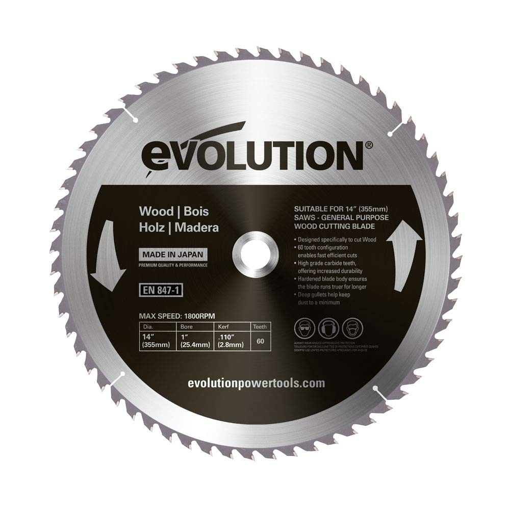 Evolution GW355TCT-60 - 355-mm-Holzsägeblatt – Hartmetallbestückte 60-Zahn-Konfiguration ermöglicht