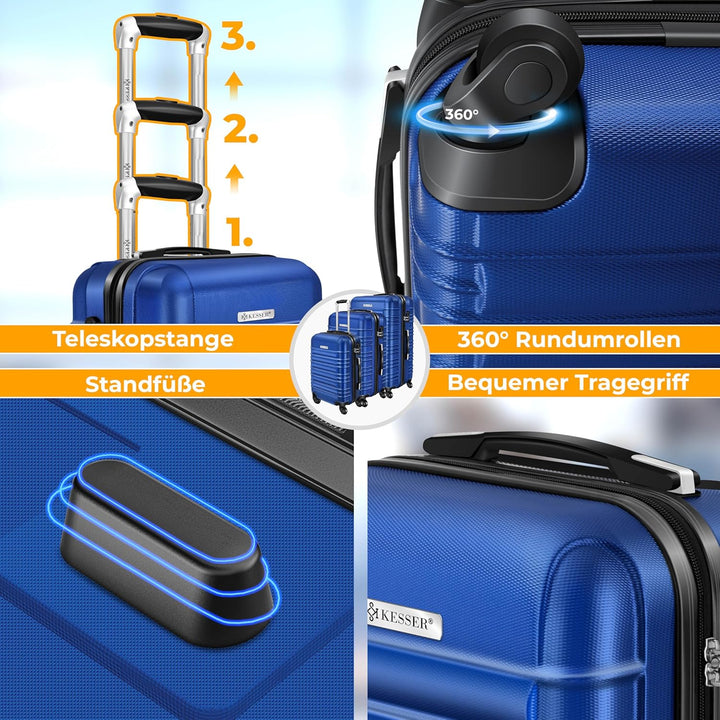 KESSER® 3tlg. Hartschalenkofferset Hard Shell Basic Hartschalenkoffer Trolley Koffer Reisekoffer Rei