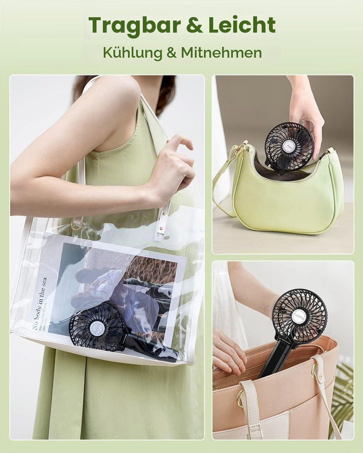 Funme Handventilator Akku Mini Ventilator Tragbar Lüfter Aufladbarer Leiser Tischventilator [Lebensl