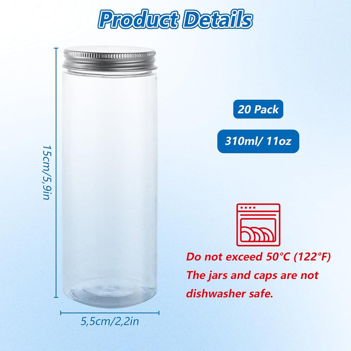 AKOLAFE 20er Set Vorratsdosen mit Deckel 310ml Vorratsgläser mit Deckel Luftdicht Transparente Plast