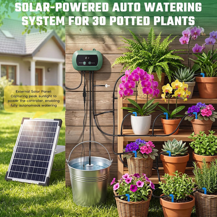 Anpress Solar Bewässerungssystem Automatische Set, Bewässerungssystem Garten, DIY Automatisches Gart