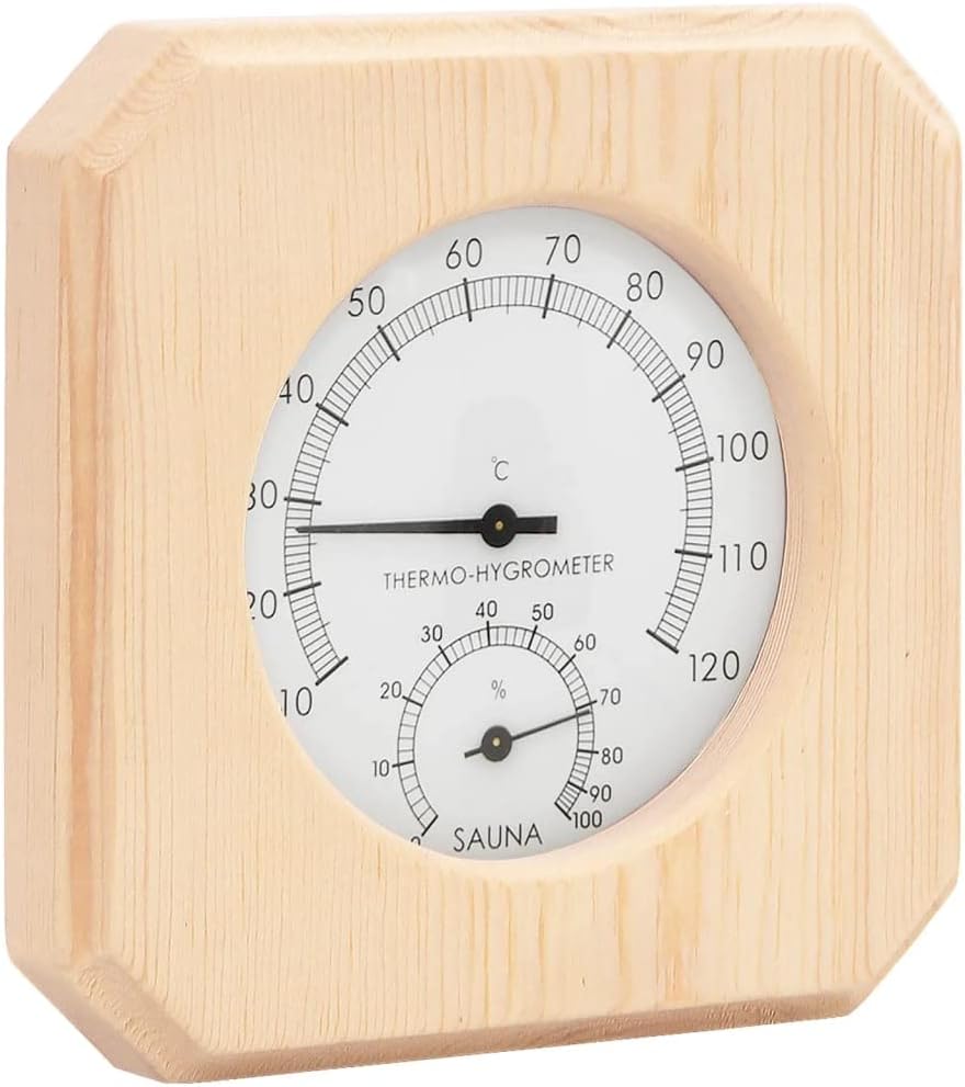 2-in-1 Sauna-Hygrothermograph und Sanduhr Set Massivholz Kiefer für Poolzubehör, leicht zu montieren