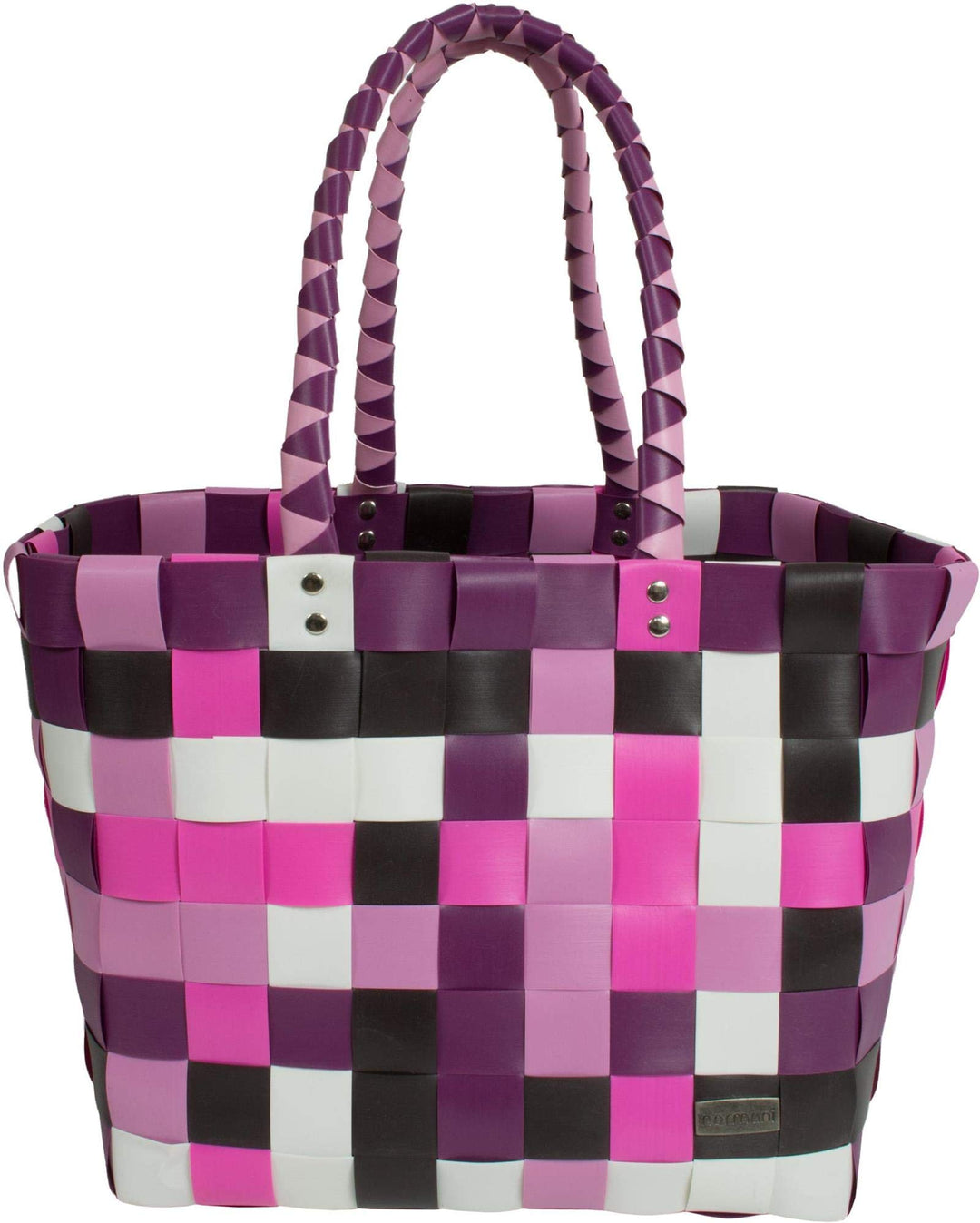 normani Einkaufskorb Shopper geflochten aus Kunststoff - robuster Strandkorb aus wasserabweisendem M