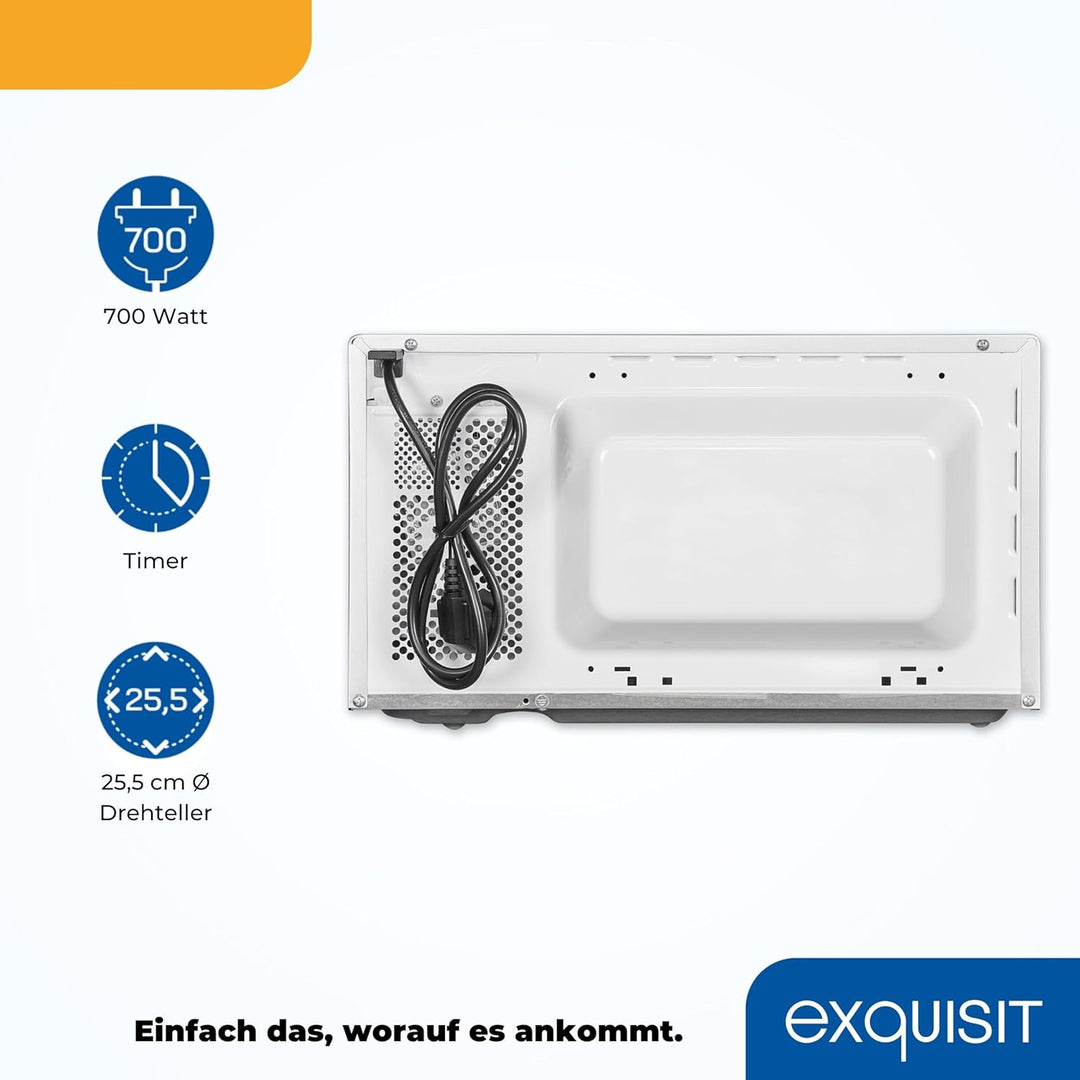 Exquisit Mikrowelle MW 820 DI | Stanfgerät | Silber | 25,5 cm Drehteller | 20 L Garraum | Beleuchtun
