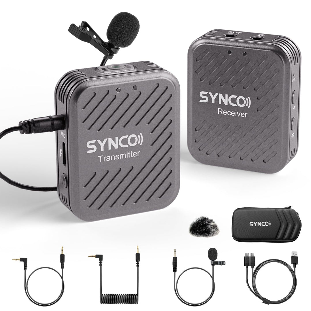 SYNCO Lavalier Funkmikrofon G1(A1), 2,4GHz Kabellos Ansteckmikrofon System, Wireless Microphone Mics