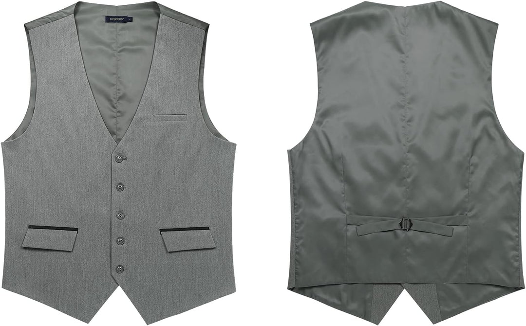 HISDERN Anzugweste für Herren Elegant Hochzeit Weste Klassische Einfarbig Casual Businessweste Forme