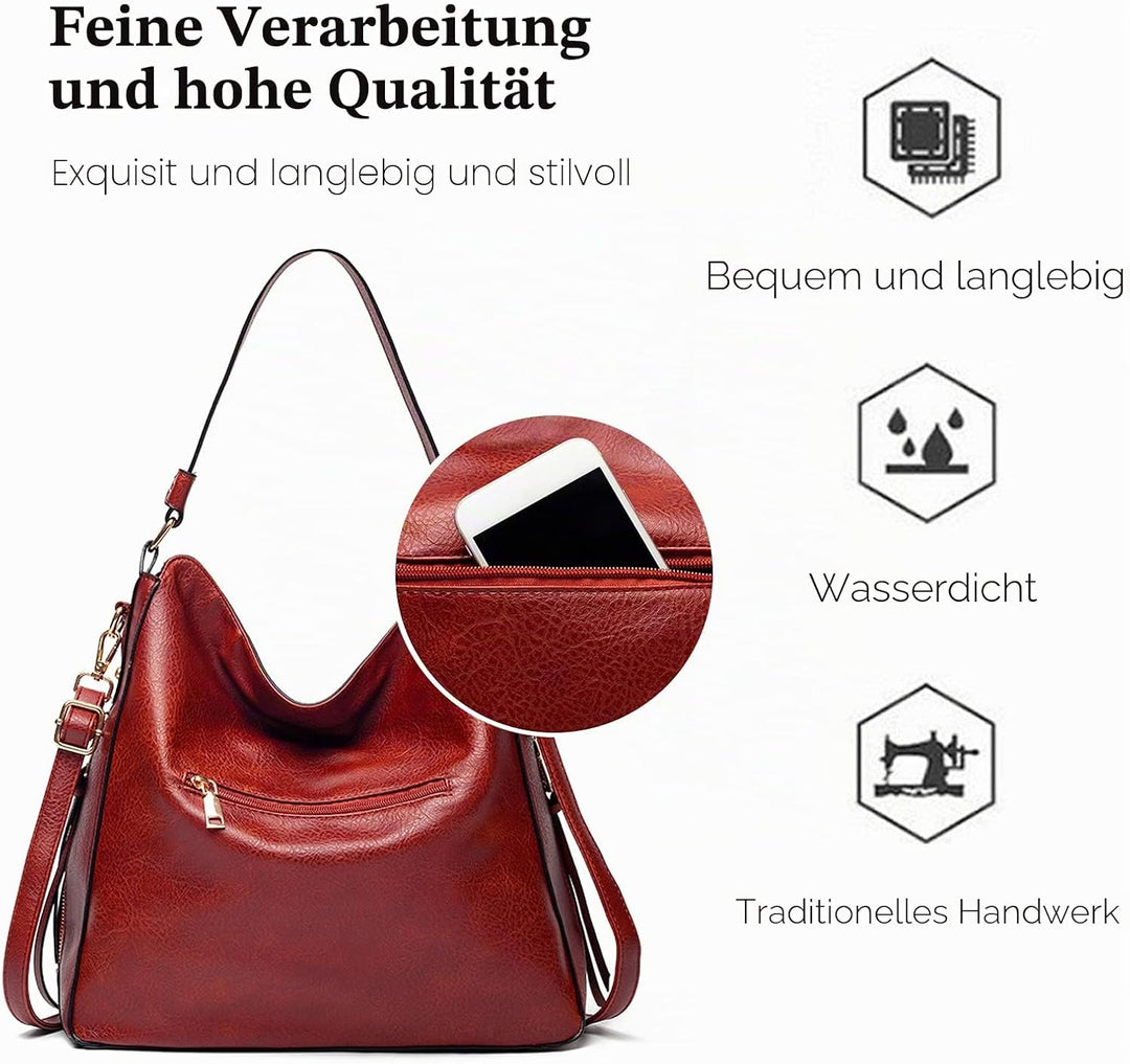 FANDARE Damen Handtasche Frauen Umhängetaschen Schultertasche PU Leder Tote Beutel Schultertasche fü