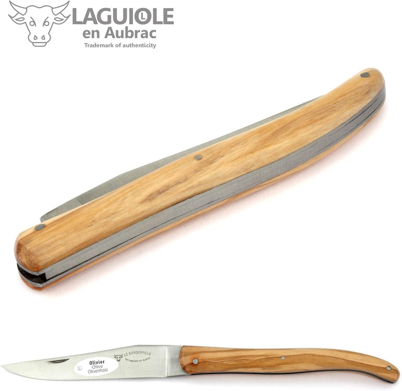 Laguiole en Aubrac L0512RLIL Taschenmesser Randonneur 12 cm, Messer Klinge 10 cm matt, massiver Grif