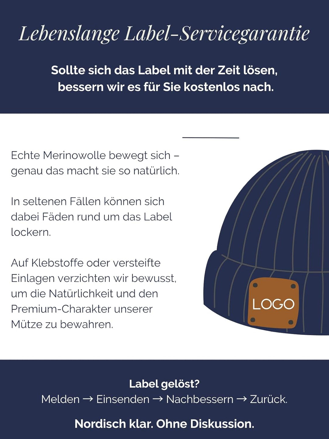 Merino Beanie mit Rippstruktur Strickmütze aus 100% Merinowolle | Warm & atmungsaktiv | Unisex Winte