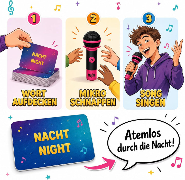 TIPSI Karaoke Party | Das Musik Partyspiel mit Mikrofon | Lieder erraten &amp; lossingen – Kartenspiel &amp;