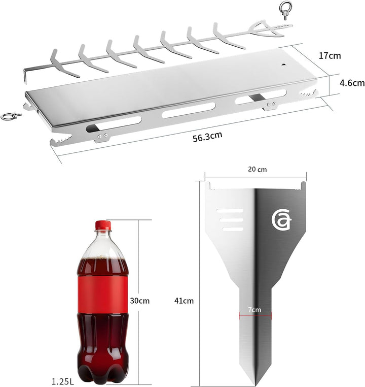G.a HOMEFAVOR Flammlachsbrett Edelstahl 56 x 17 cm, inkl. Erdspiess Lachsbrett zum Grillen Feuerscha
